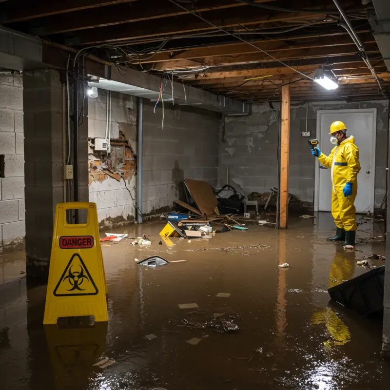 Flooded Basement Electrical Hazard in Mitchell, IN Property