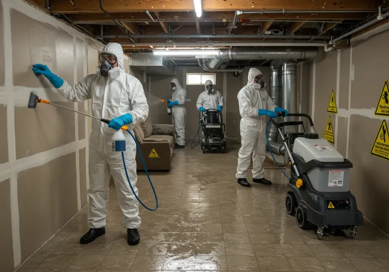 Basement Moisture Removal and Structural Drying process in Mitchell, IN